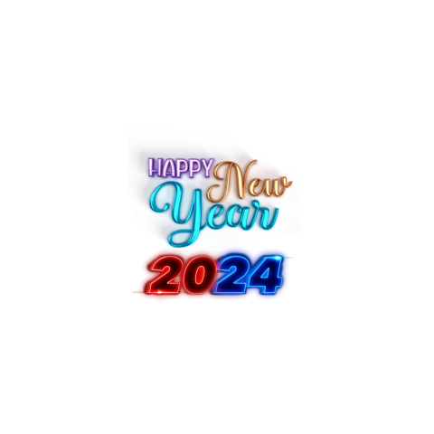 New Happy New Year 2024 Text PNG Free Download