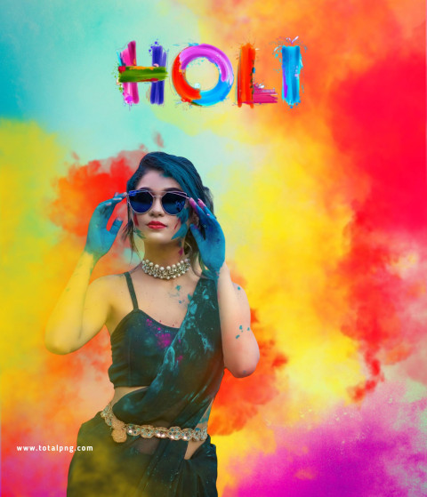 New Holi Backgrund Cute Girl