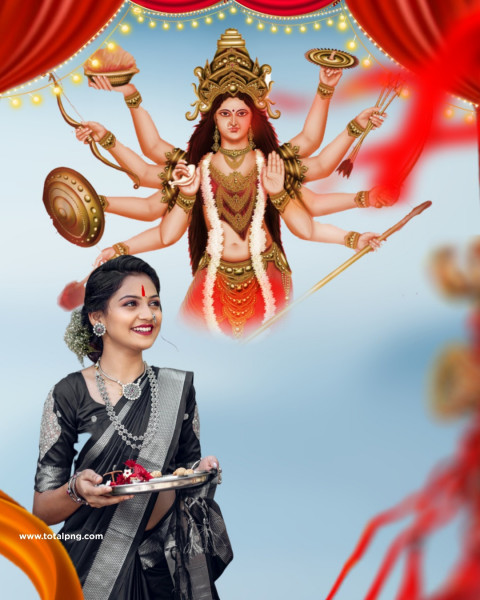 New Navratri Durga Puja Photo Background Girl Ke Sath