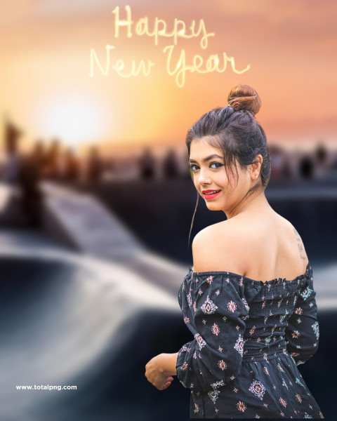 New year cute girl editing background