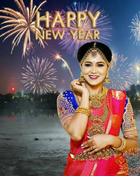 New year girl editing background