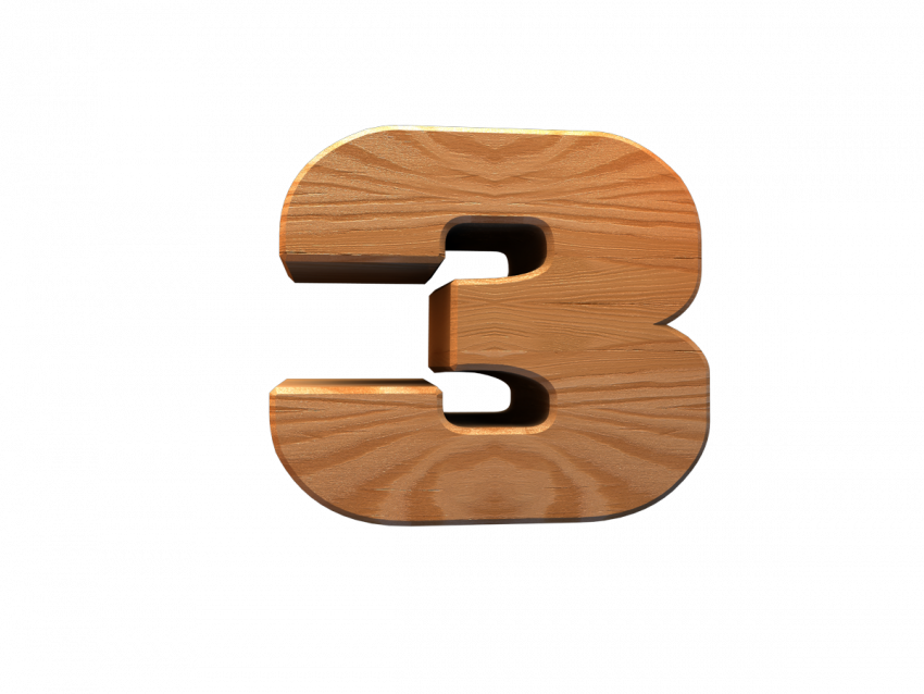 Number 3 3d wood text Png, Transparent Png