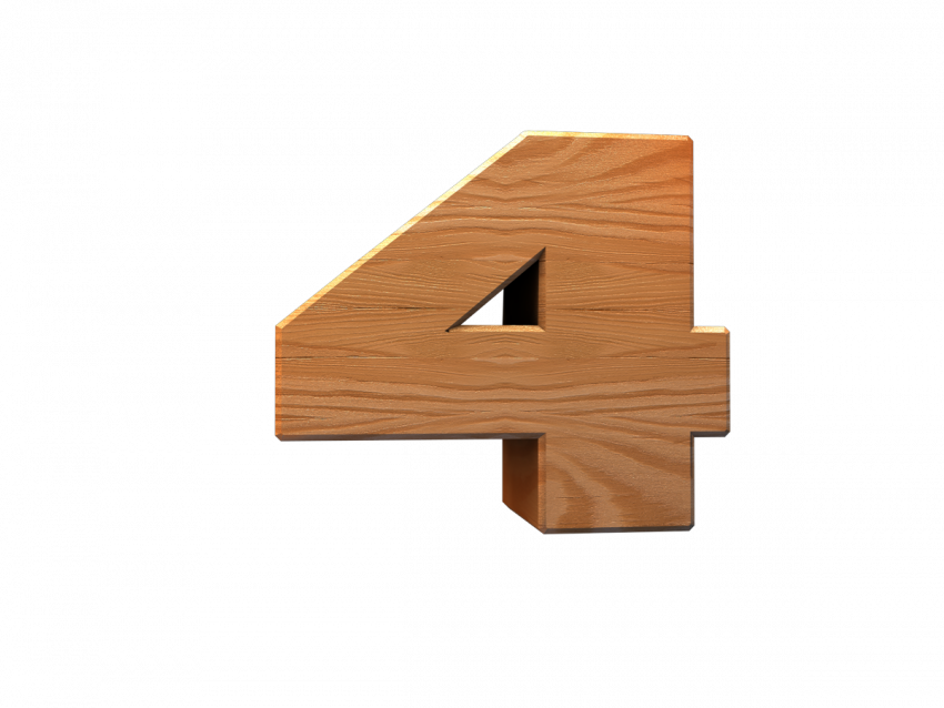 Number 4 Png   Number 4 3d wood text Png, Transparent Png