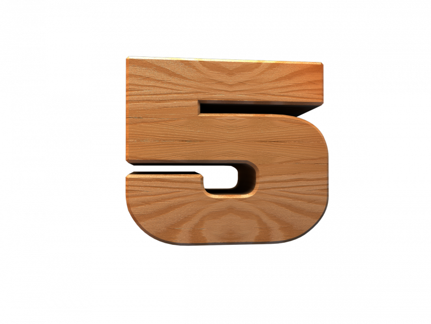 Number 5 3d wood text Png, Transparent Png