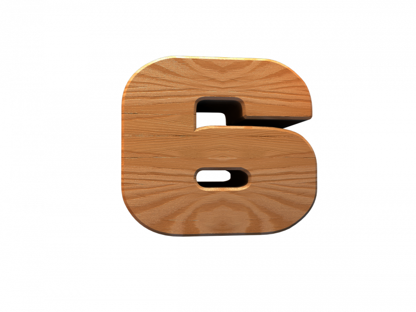Number 6 3d wood text Png, Transparent Png