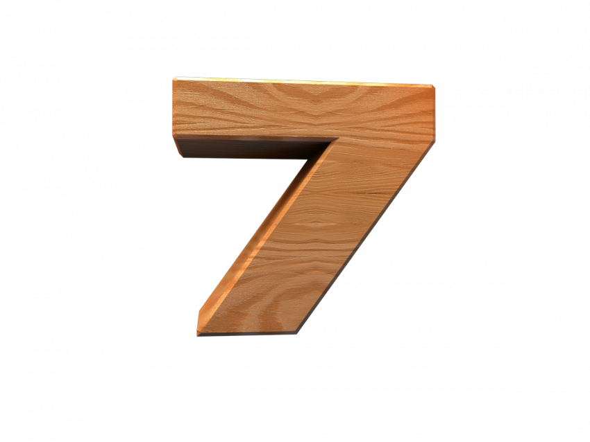 Number 7 3d wood text Png, Transparent Png