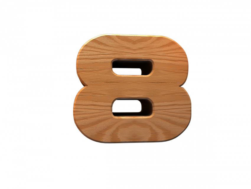 Number 8 3d wood text Png, Transparent Png