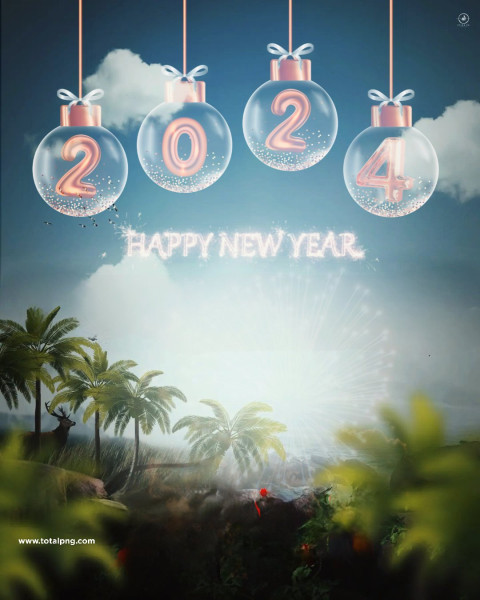Photoshop Happy New Year 2024 Editing Background Images