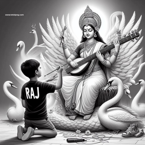 Raj Name Sarswati Puja Ai Image Download