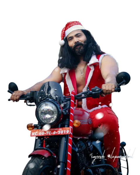 Santa claus on bullet bikepng