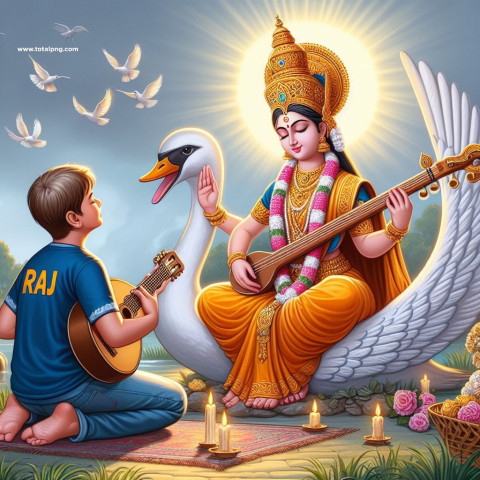 Saraswati puja ai images prompt download Free