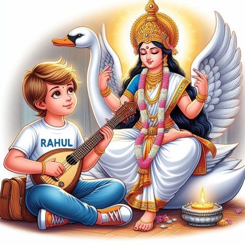 Saraswati Puja Ai Photo Editing Prompt Image 2024