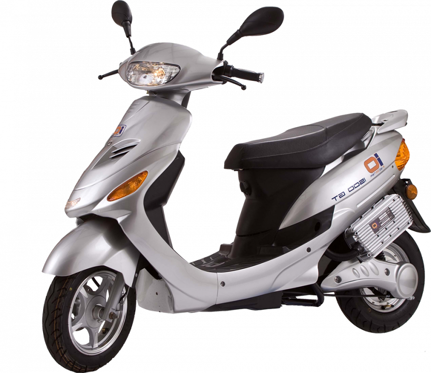 Silver Scooter With Transparent Background