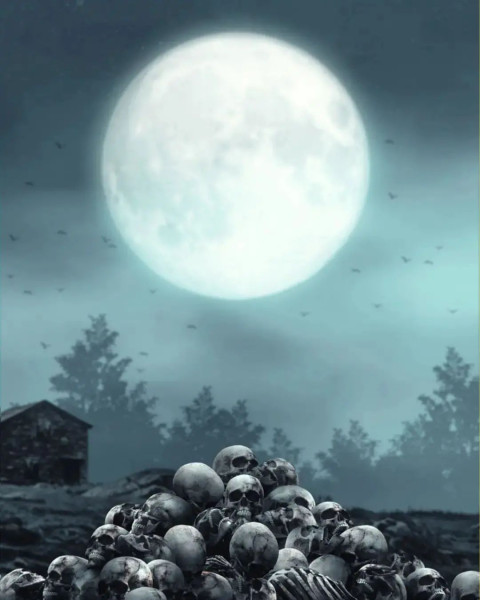Skull Monn Night Background Free