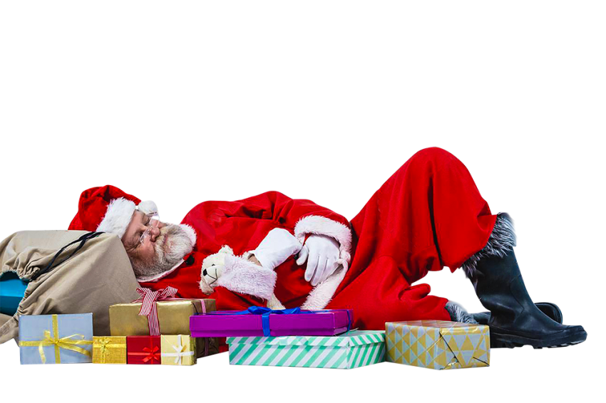 Sleeping Santa With Gift PNG Transparent Images