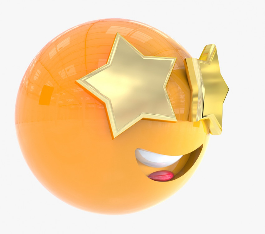Smiling face with star transparent png