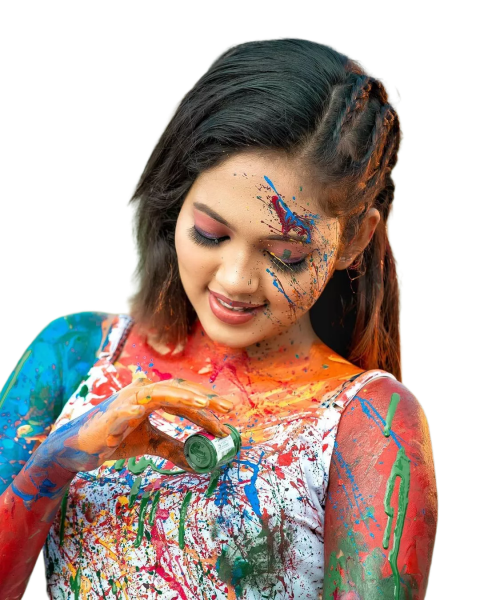 Transparent Girl PNG for Holi photo editing