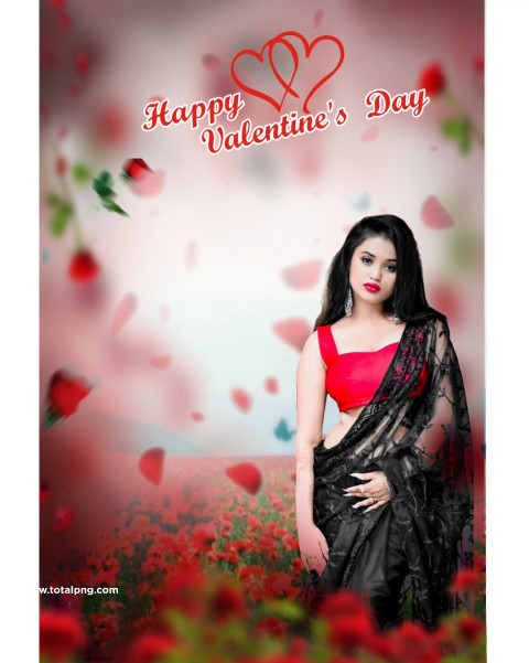 Valentine Day Rose Day  Background With Indian Girl