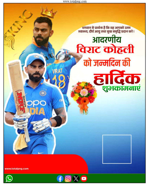 VIRAT KOHLI BIRTHDAY POSTER BACKGROUND PLP