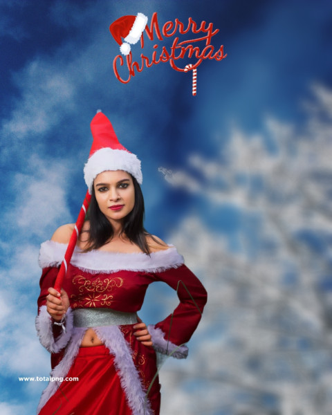 Women santa christmas editing background hd