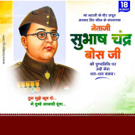 18 August Great leader Subhash Chandra Bose Punyatithi Banner Background Hd