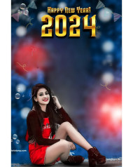 2024 Cut Girl Happy New Year Background Download