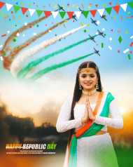 26 January Happy Republic Day Background Girl Editing picsart