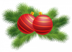 Christmas Decor with Red Christmas Balls PNG Clipart
