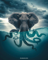 elephant octpus  editing background