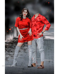 Face cut boy with girl cb background