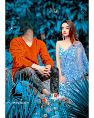 Face cut girl cb background