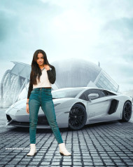 Full Hd car background Image With Cute girl