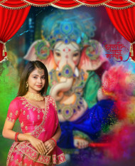 Ganesh Chaturthi Photo Editing Background With Girl