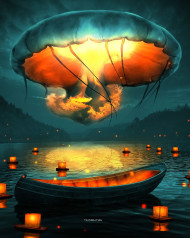 Glowing boat photoshop hd editing background