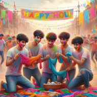 Happy Holi Ai photo with friends  download