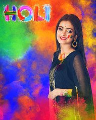 Happy Holi Background With Cute Girl