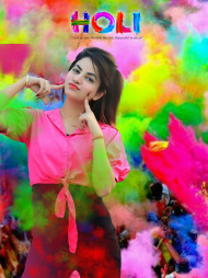 Happy Holi Editing Background with Girl 2022