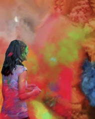 Happy Holi Editing Background with Girl 2022