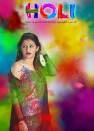 Happy Holi Editing Background with Girl 2022