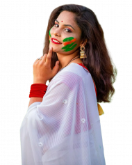 Happy holi girls in white sharee png