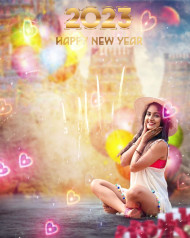 Happy new year girl photo editing background