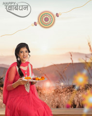 Happy Raksha bandhan with girl editing background
