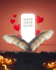 Hate Neon Wings Broken Background Free download