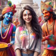 Holi Ai photo Editing with Krishna image