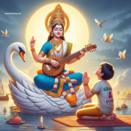 Maa Saraswati Puja Picsart Ai Image HD download