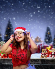 Merry christmas girl editing background