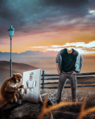 Monkey drawing editing background   Head cut editing background (1)