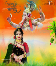 New Ganesh Chaturthi Hd Background With Girl