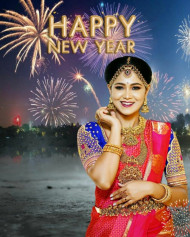 New year girl editing background