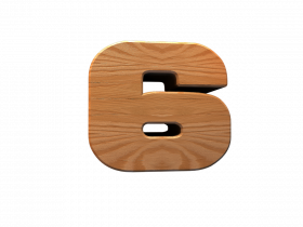 Number 6 3d wood text Png, Transparent Png